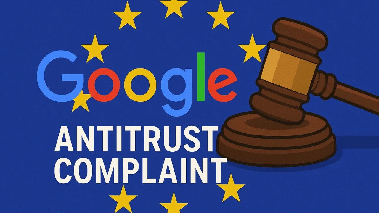 Google के खिलाफ यूरोपीय संघ में एंटीट्रस्ट शिकायत से जुड़ी ग्राफिक छवि