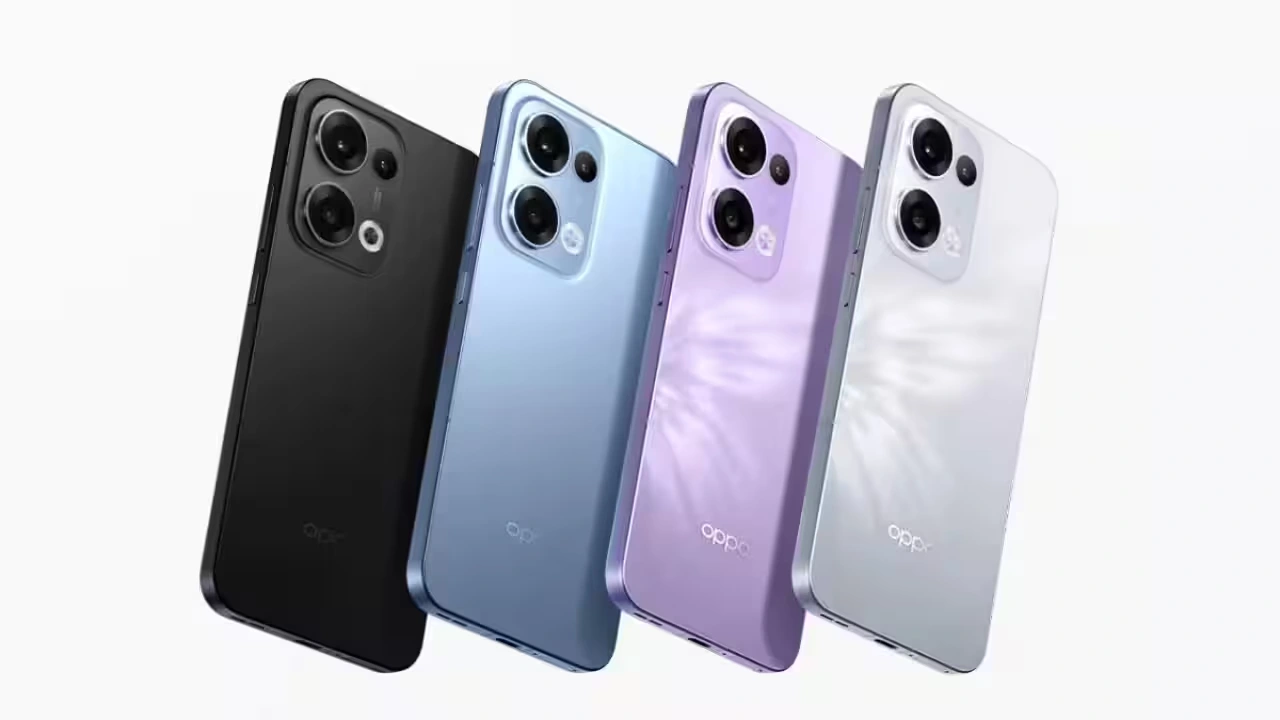 OPPO Reno14 सीरीज़ स्मार्टफोन चार रंगों में – काला, नीला, बैंगनी और सफेद